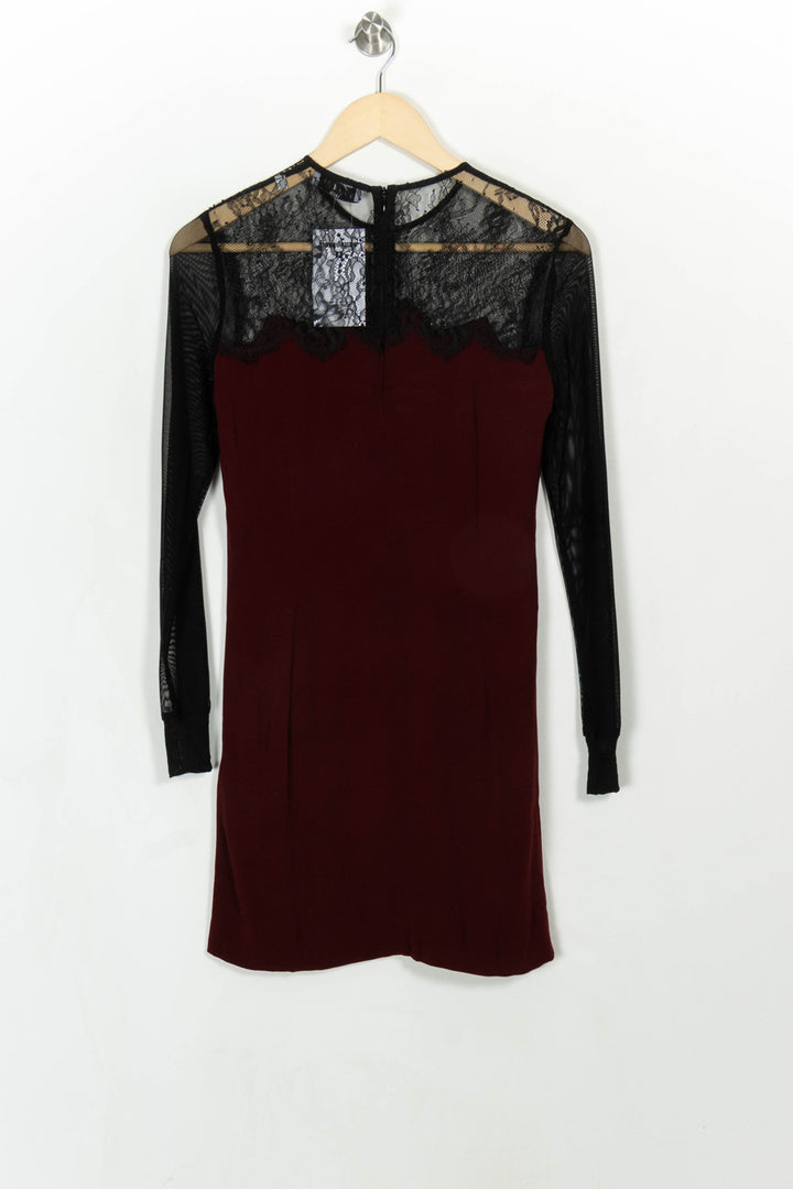 Robe Mi-Longue Bordeaux et Noire - Taille S/36 de la marque Sandro | PARAD115358 - Vendu par Paradigme - Image 5
