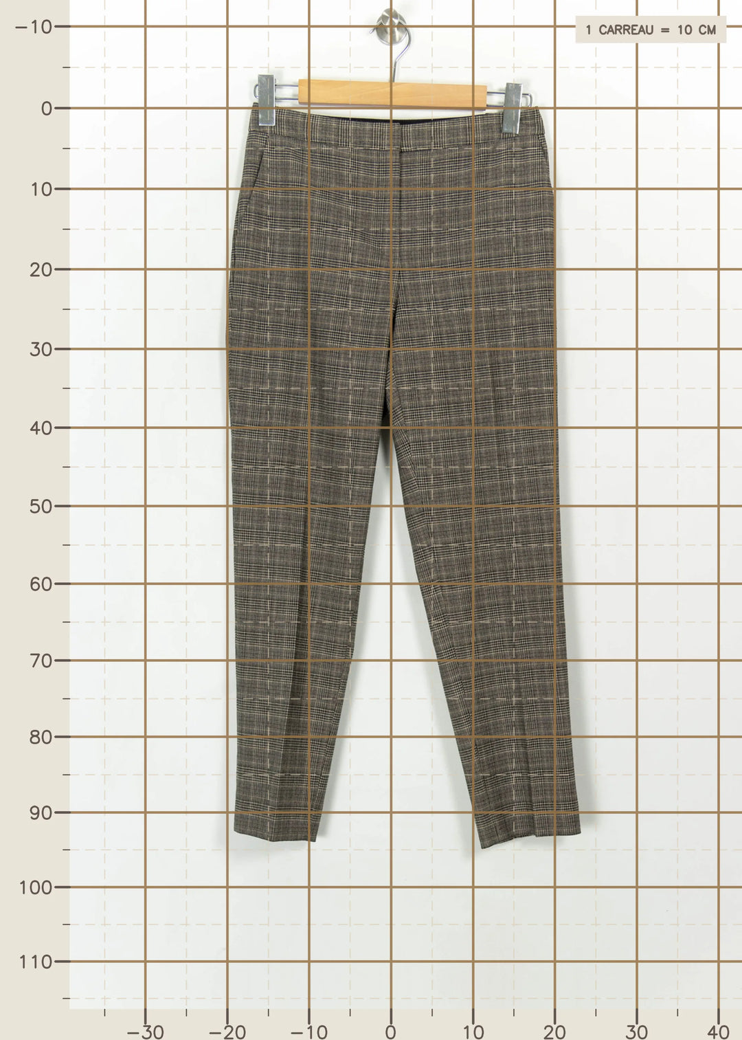 Pantalon Carreaux Marron - Taille M/38 de la marque Caroll | PARAD115368 - Vendu par Paradigme - Image 4