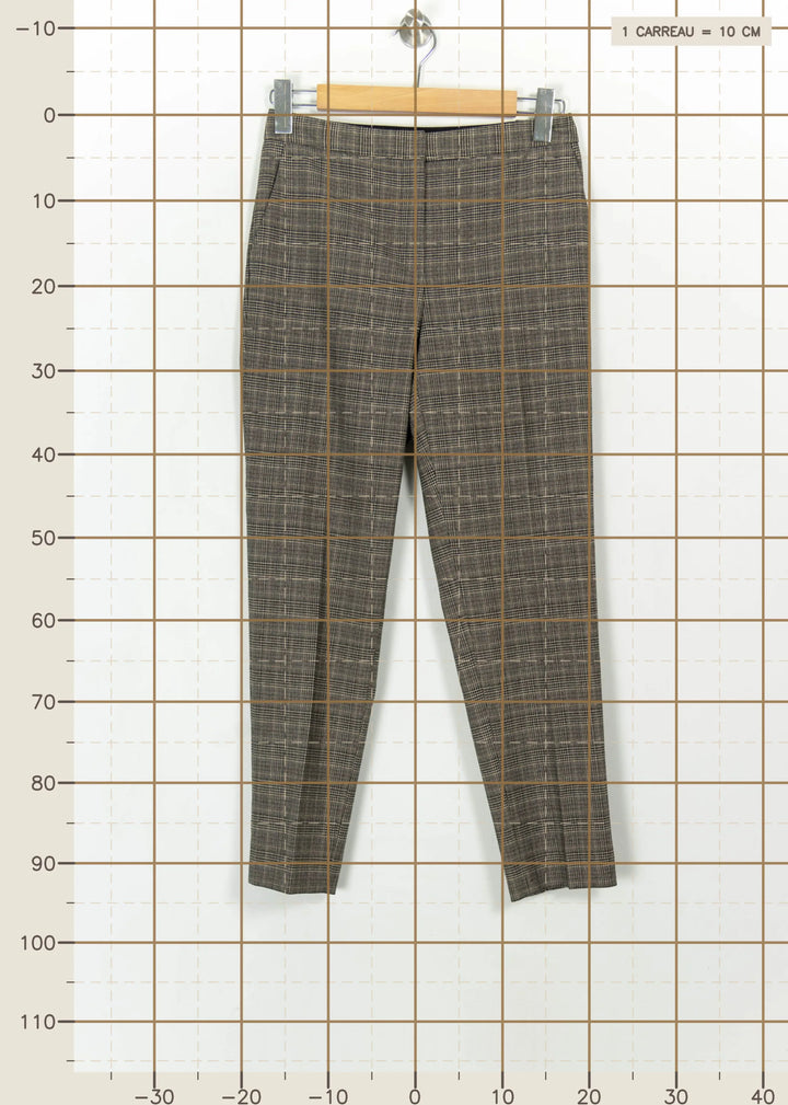 Pantalon Carreaux Marron - Taille M/38 de la marque Caroll | PARAD115368 - Vendu par Paradigme - Image 4