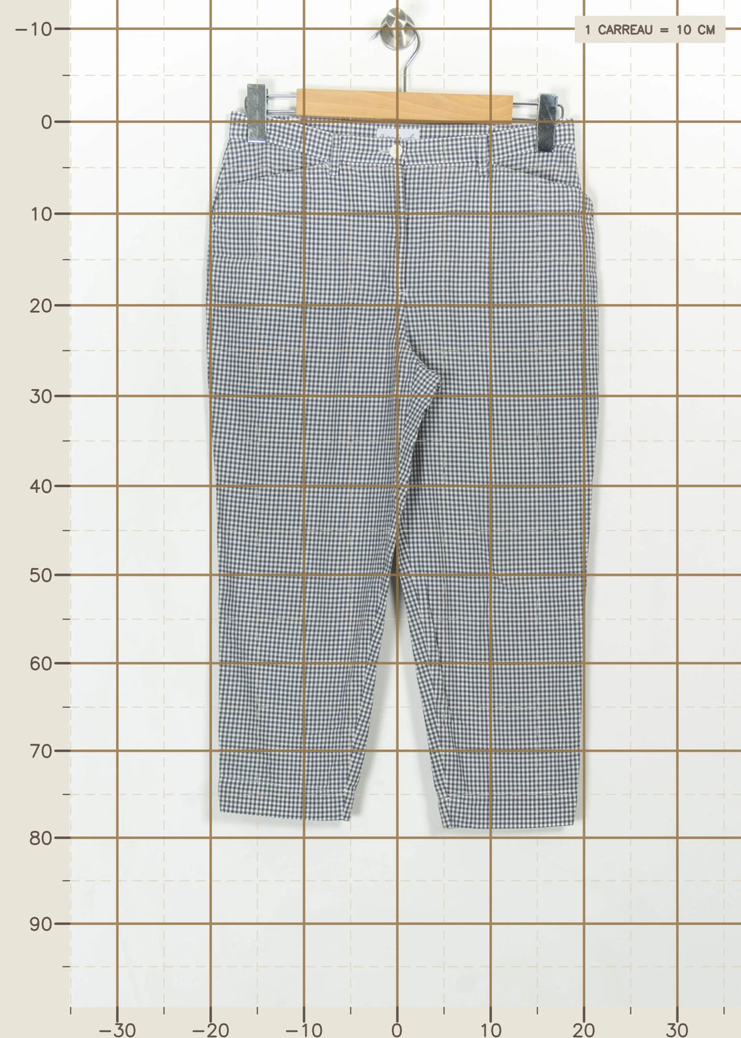Pantalon Carreaux Bleu et Blanc - Taille M/38 de la marque Agnès b. | PARAD115375 - Vendu par Paradigme - Image 4