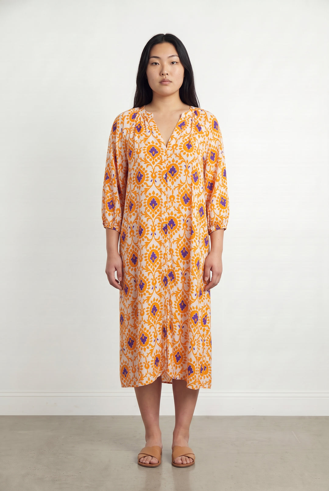Robe Midi Orange et Bleu - Taille L/40 de la marque Maison 123 | PARAD115378 - Vendu par Paradigme - Image 1