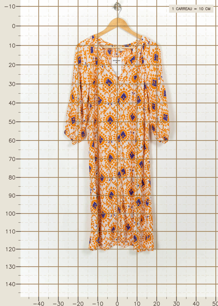 Robe Midi Orange et Bleu - Taille L/40 de la marque Maison 123 | PARAD115378 - Vendu par Paradigme - Image 4