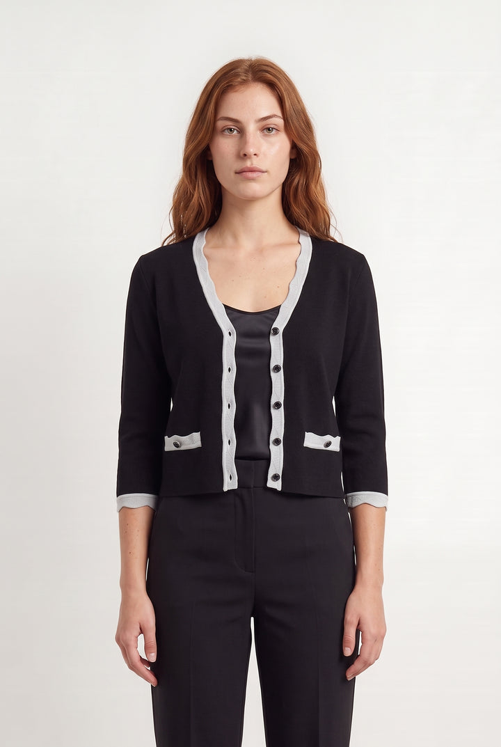Cardigan Noir et Gris - Taille S/36 de la marque Maje | PARAD115382 - Vendu par Paradigme - Image 1
