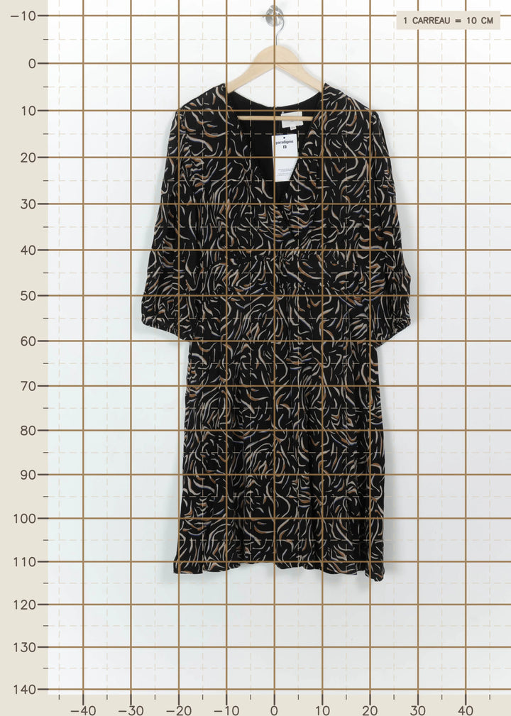 Robe Midi Noire et Beige - Taille XXL/44 de la marque Maison 123 | PARAD115390 - Vendu par Paradigme - Image 4