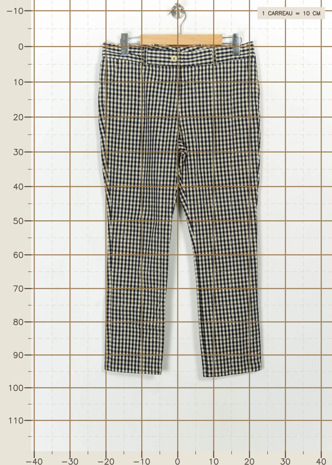Pantalon Carreaux Bleu et Blanc - Taille XL/42 de la marque Ines de la Fressange Paris | PARAD115866 - Vendu par Paradigme - Image 4