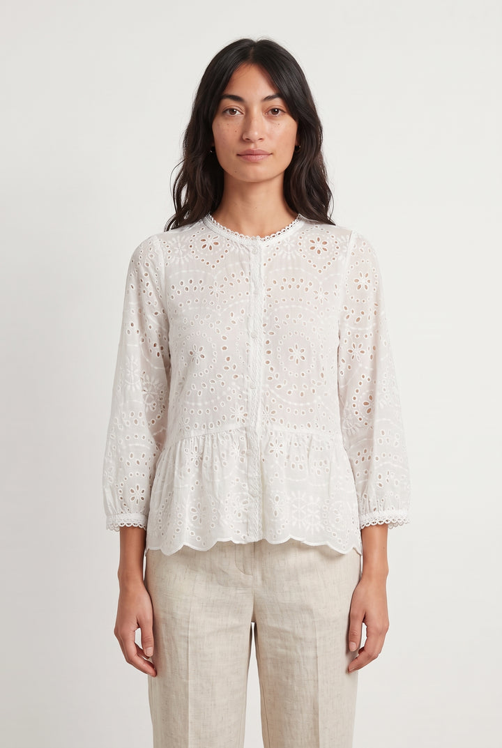 Blouse Brodée Blanche - Taille XS/34 de la marque Indies | PARAD115948 - Vendu par Paradigme - Image 1