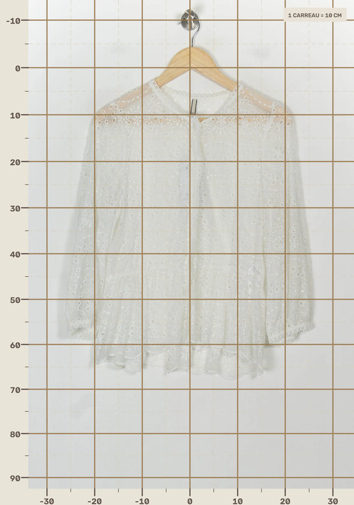 Blouse Brodée Blanche - Taille XS/34 de la marque Indies | PARAD115948 - Vendu par Paradigme - Image 4