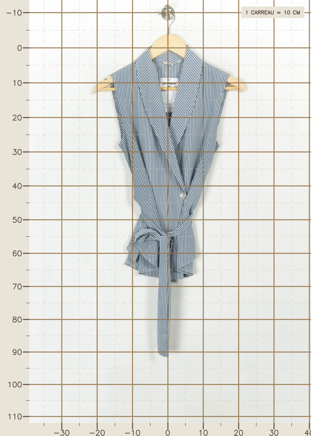 Blouse Sans Manches Rayée Bleue et Blanche - Taille XS/34 de la marque FRNCH | PARAD115983 - Vendu par Paradigme - Image 4