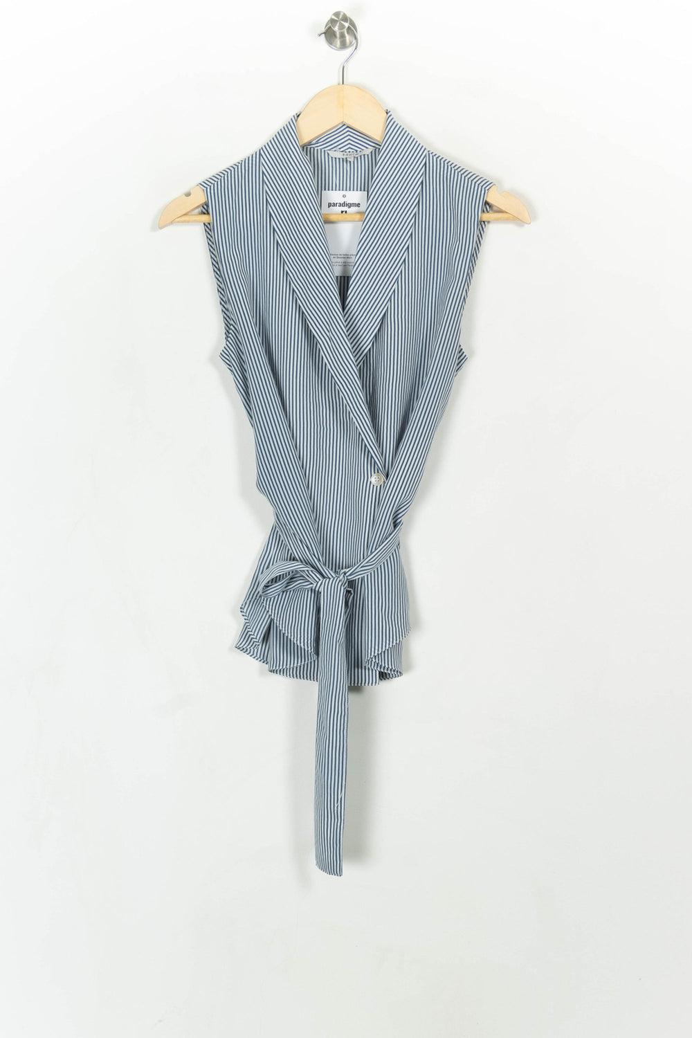 Blouse Sans Manches Rayée Bleue et Blanche - Taille XS/34 de la marque FRNCH | PARAD115983 - Vendu par Paradigme - Image 2