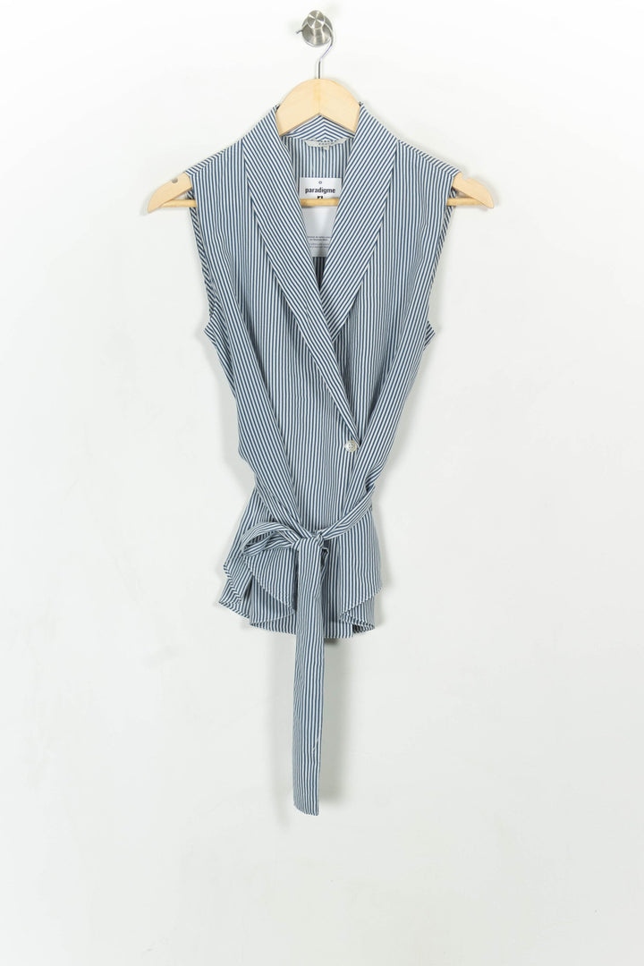 Blouse Sans Manches Rayée Bleue et Blanche - Taille XS/34 de la marque FRNCH | PARAD115983 - Vendu par Paradigme - Image 2