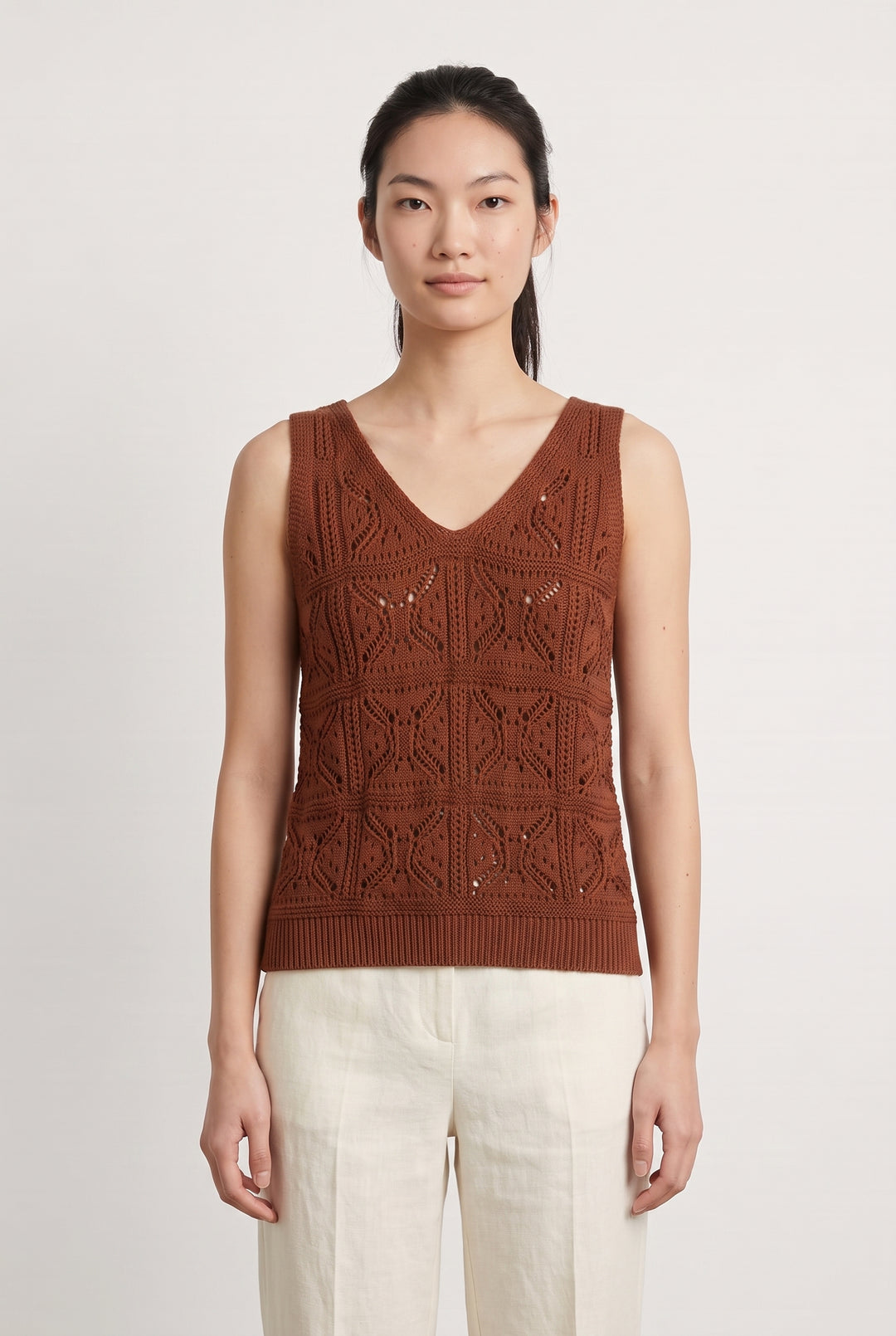 Débardeur Marron - Taille S/36 de la marque La Fée Maraboutée | PARAD115986 - Vendu par Paradigme - Image 1