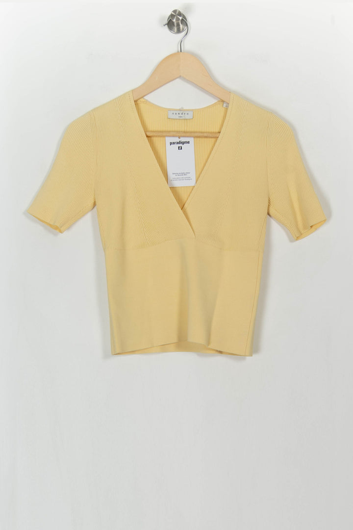 Pull Jaune - Taille M/38 de la marque Sandro | PARAD116011 - Vendu par Paradigme - Image 2