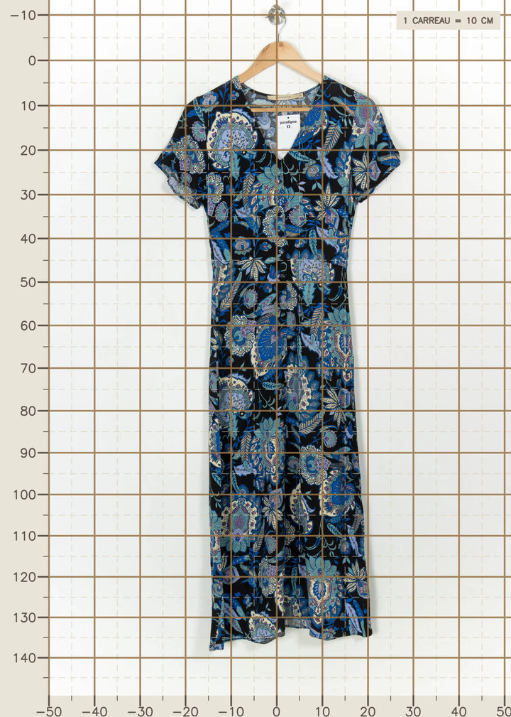 Robe Longue Bleu et Noir - Taille S/36 de la marque La Fée Maraboutée | PARAD116112 - Vendu par Paradigme - Image 4