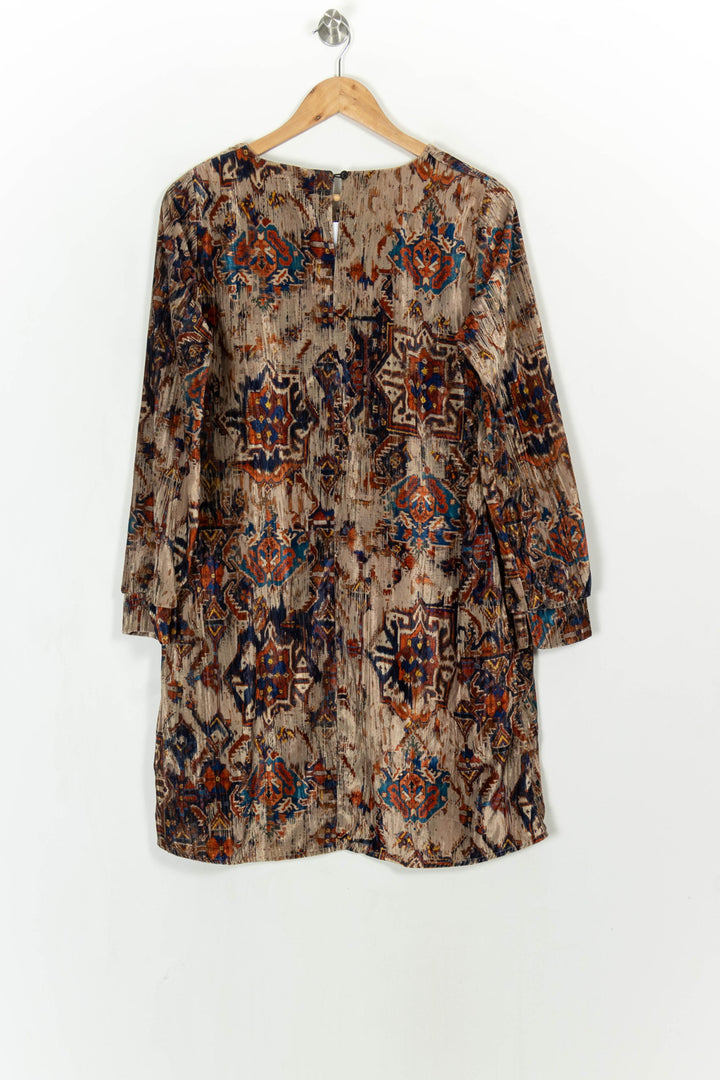 Robe Droite Marron et Bleu - Taille M/38 de la marque La Fée Maraboutée | PARAD116114 - Vendu par Paradigme - Image 5