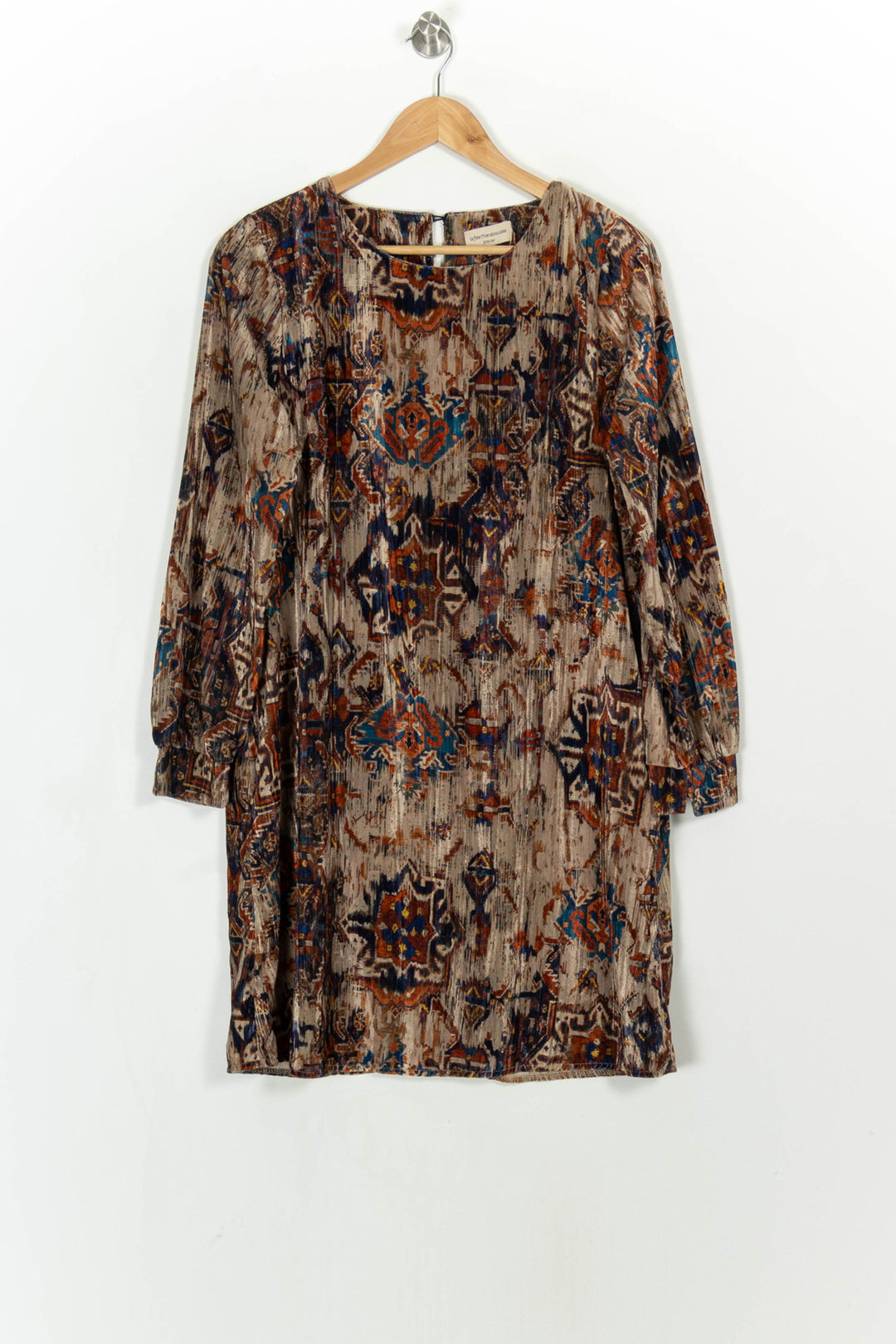 Robe Droite Marron et Bleu - Taille M/38 de la marque La Fée Maraboutée | PARAD116114 - Vendu par Paradigme - Image 2