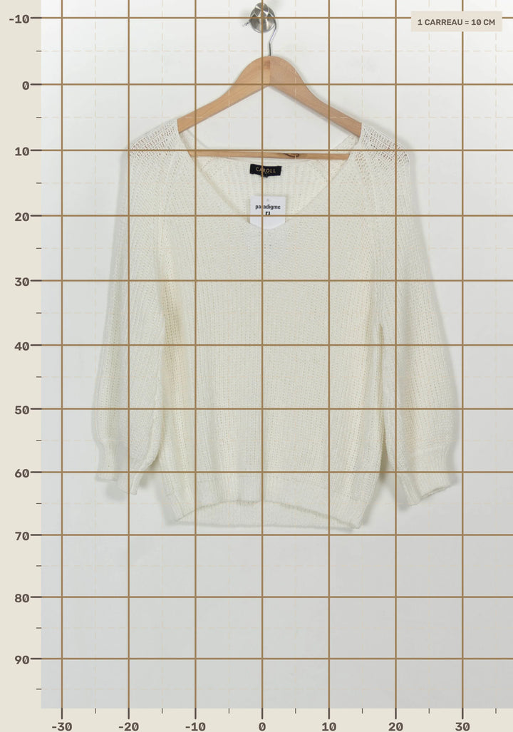 Pull Blanc - Taille S/36 de la marque Caroll | PARAD116665 - Vendu par Paradigme - Image 4
