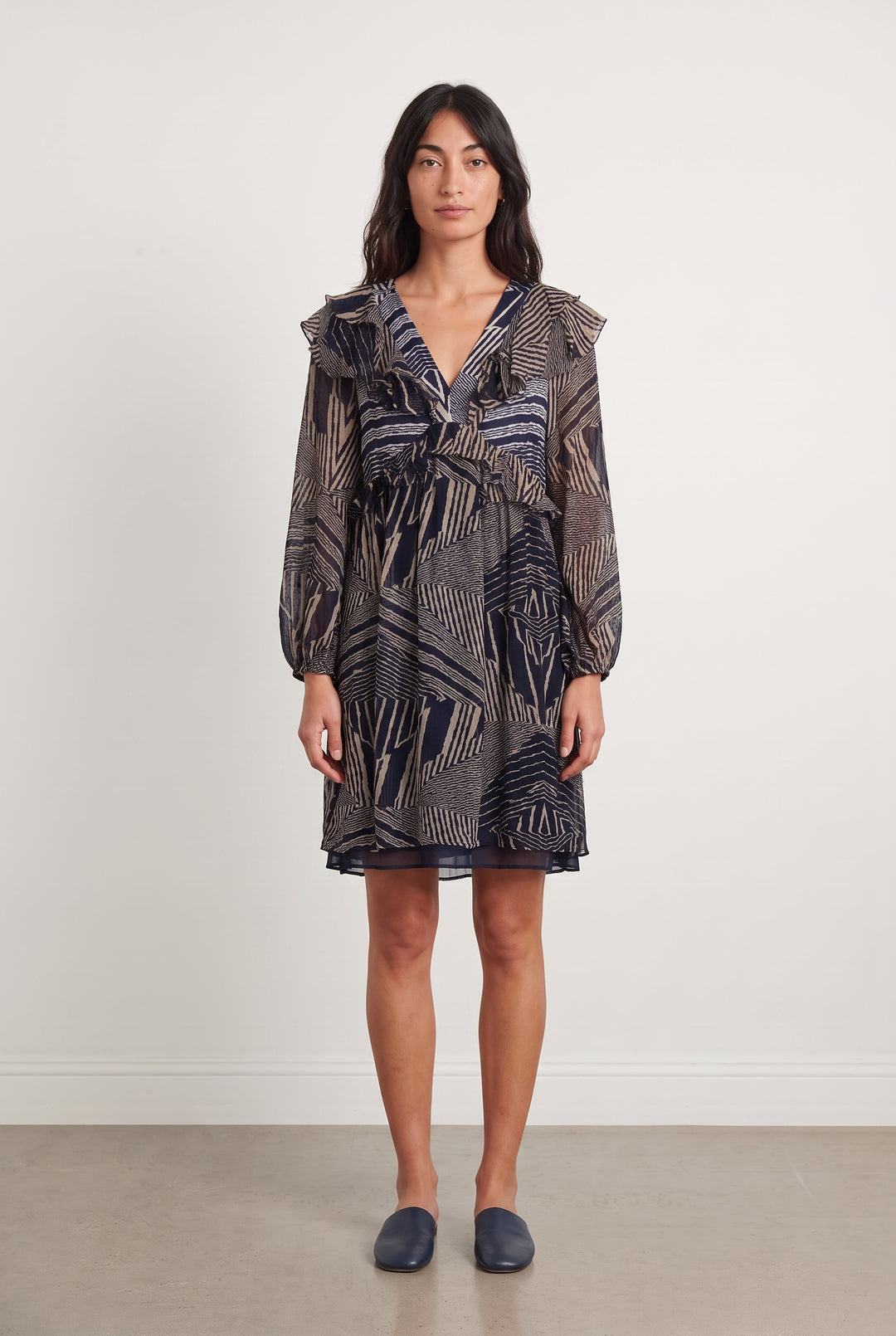 Robe Midi Bleue et Beige - Taille M/38 de la marque ba&sh | PARAD116679 - Vendu par Paradigme - Image 1
