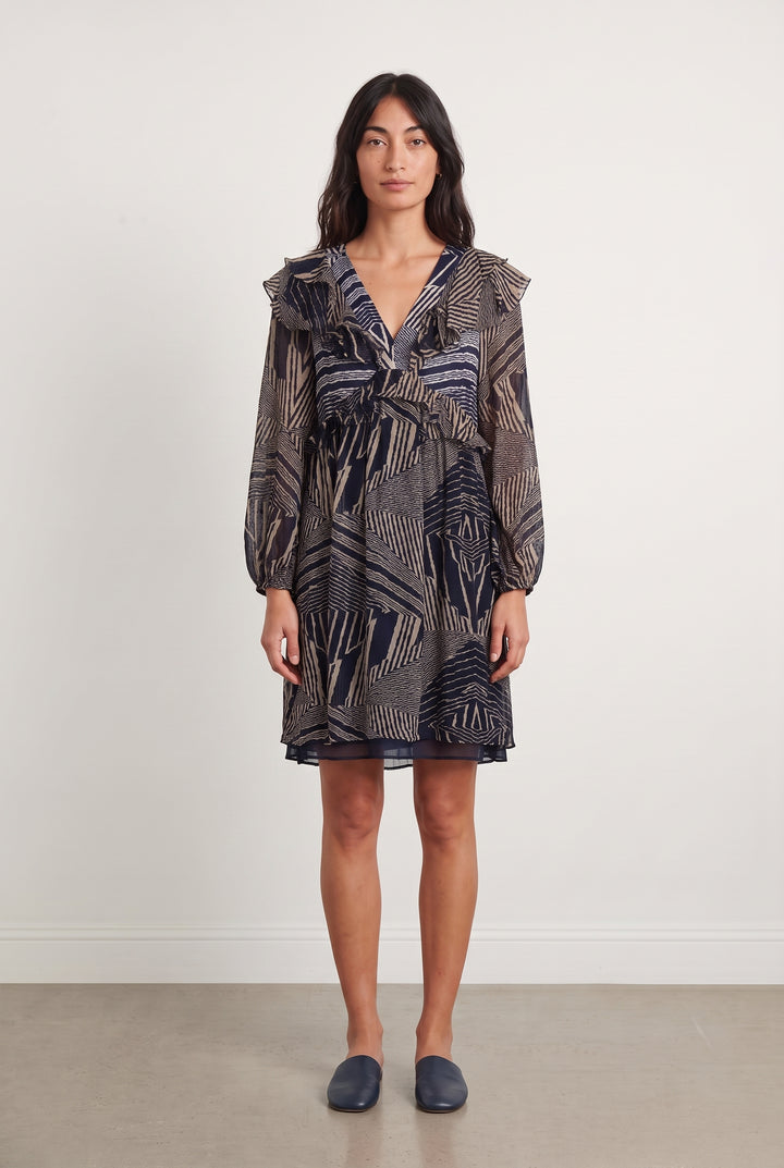 Robe Midi Bleue et Beige - Taille M/38 de la marque ba&amp;sh | PARAD116679 - Vendu par Paradigme - Image 1