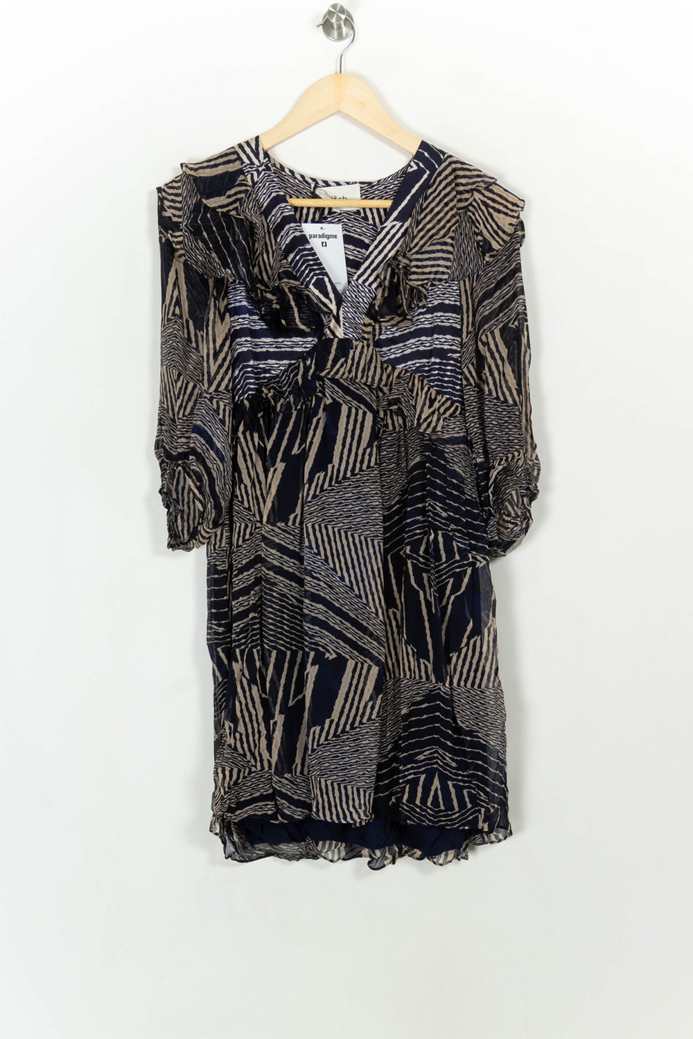 Robe Midi Bleue et Beige - Taille M/38 de la marque ba&sh | PARAD116679 - Vendu par Paradigme - Image 2