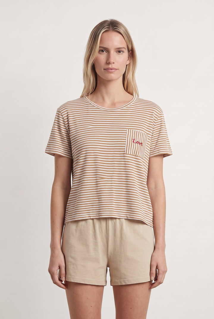 Tee-shirt à Rayures Blanc et Marron - Taille S/36 de la marque Grace &amp; Mila | PARAD116687 - Vendu par Paradigme - Image 1