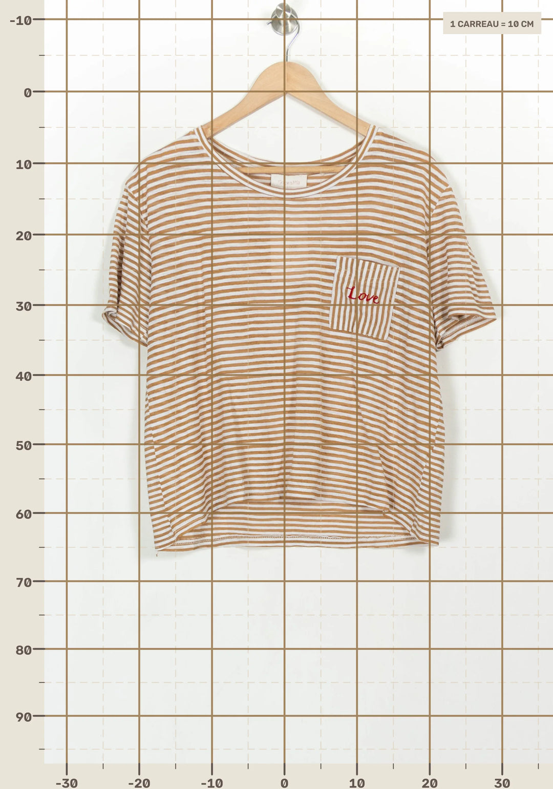 Tee-shirt à Rayures Blanc et Marron - Taille S/36 de la marque Grace &amp; Mila | PARAD116687 - Vendu par Paradigme - Image 4