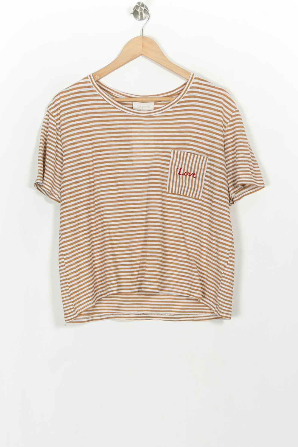 Tee-shirt à Rayures Blanc et Marron - Taille S/36 de la marque Grace & Mila | PARAD116687 - Vendu par Paradigme - Image 2