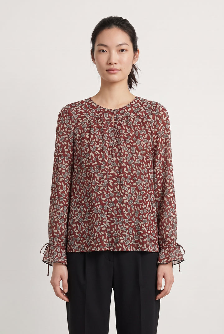 Blouse Fleurie Bordeaux et Blanc - Taille S/36 de la marque ba&amp;sh | PARAD116692 - Vendu par Paradigme - Image 1
