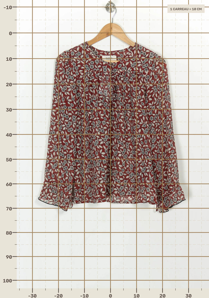 Blouse Fleurie Bordeaux et Blanc - Taille S/36 de la marque ba&amp;sh | PARAD116692 - Vendu par Paradigme - Image 4