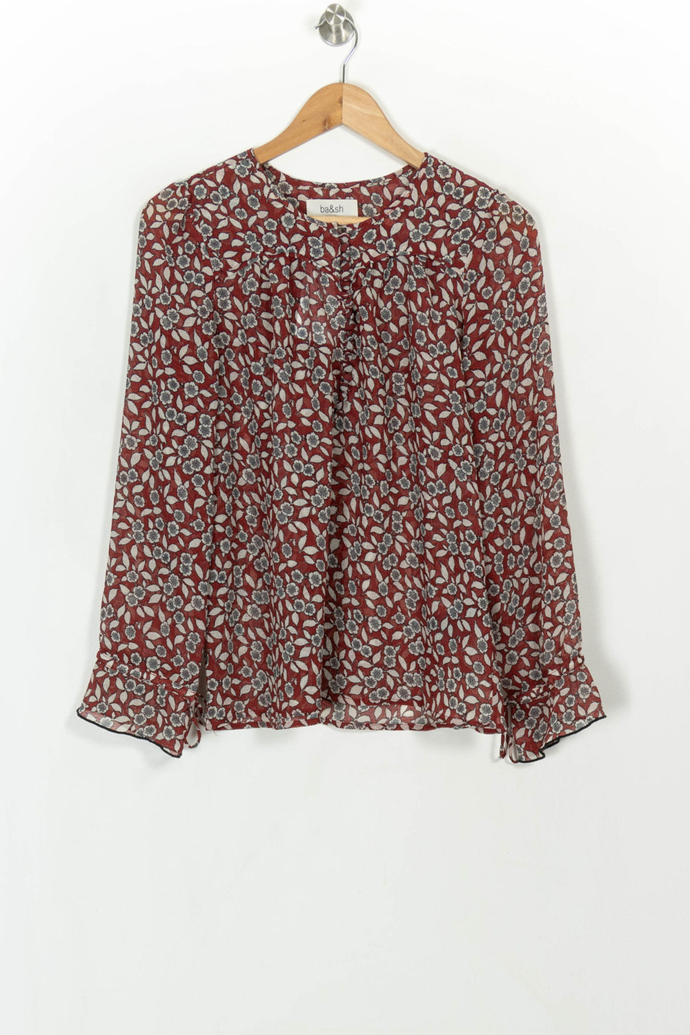 Blouse Fleurie Bordeaux et Blanc - Taille S/36 de la marque ba&sh | PARAD116692 - Vendu par Paradigme - Image 2