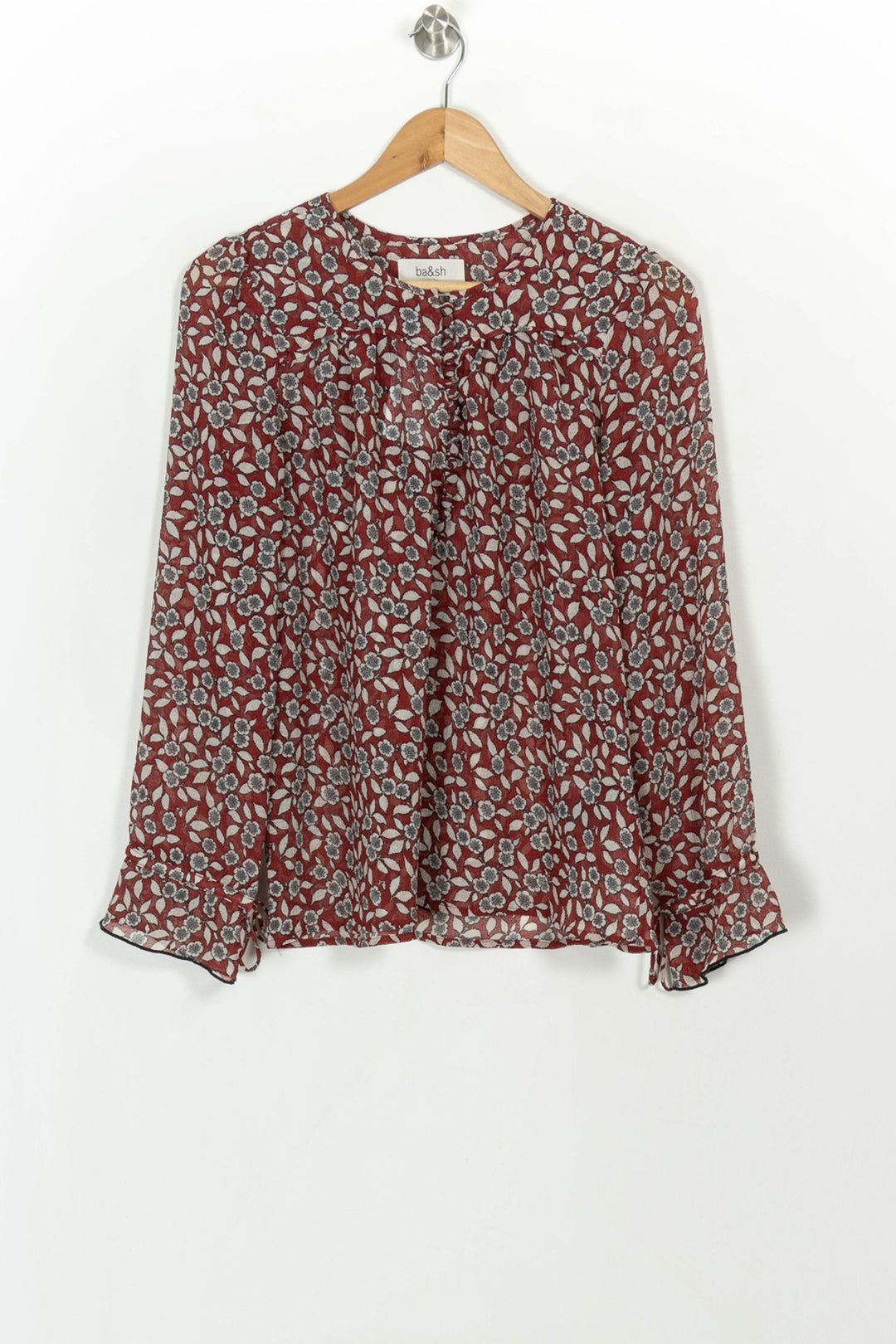 Blouse Fleurie Bordeaux et Blanc - Taille S/36 de la marque ba&amp;sh | PARAD116692 - Vendu par Paradigme - Image 2