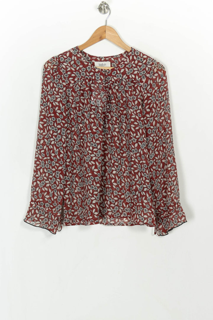 Blouse Fleurie Bordeaux et Blanc - Taille S/36 de la marque ba&amp;sh | PARAD116692 - Vendu par Paradigme - Image 2