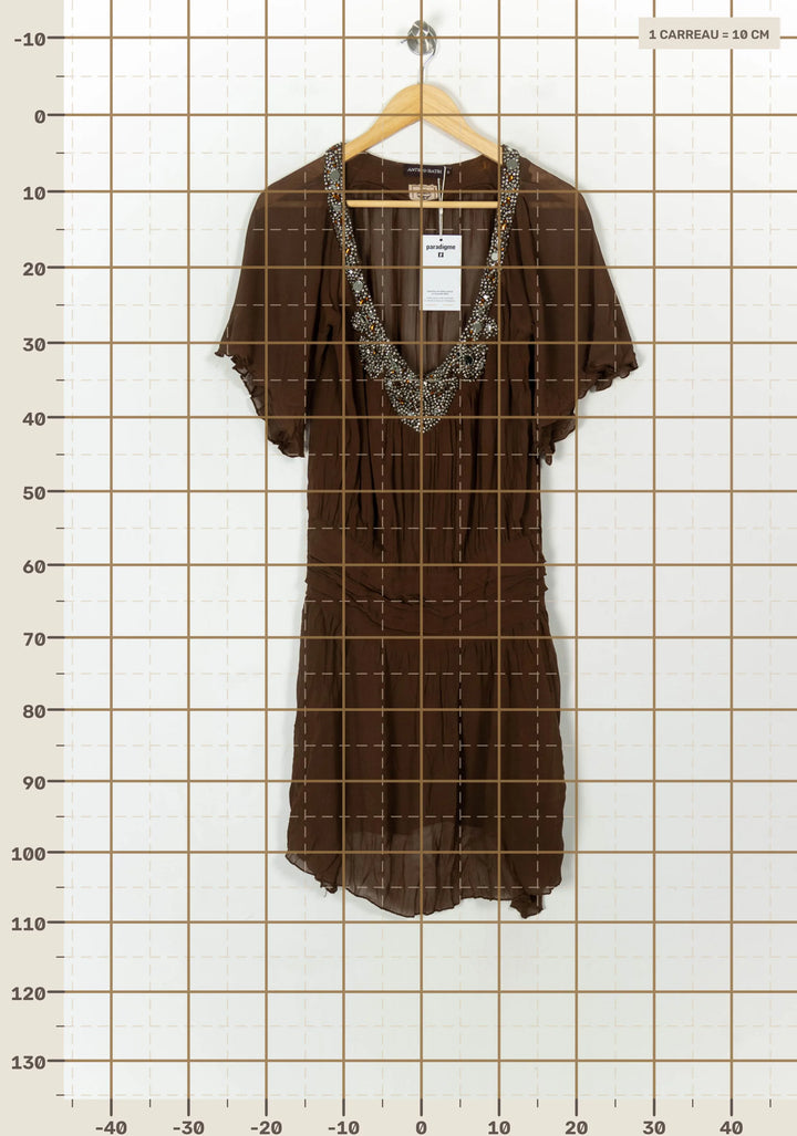 Robe Midi Marron - Taille S/36 de la marque Antik Batik | PARAD116710 - Vendu par Paradigme - Image 4