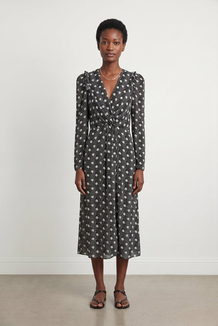 Robe Portefeuille Noire et Blanche - Taille XS/34 de la marque Sandro | PARAD116718 - Vendu par Paradigme - Image 1