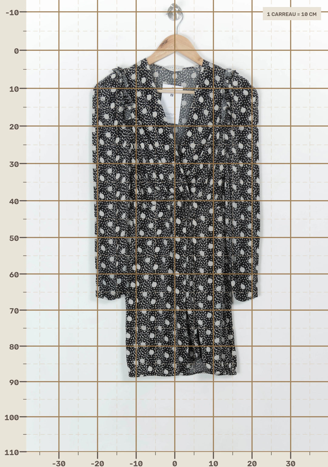 Robe Portefeuille Noire et Blanche - Taille XS/34 de la marque Sandro | PARAD116718 - Vendu par Paradigme - Image 4