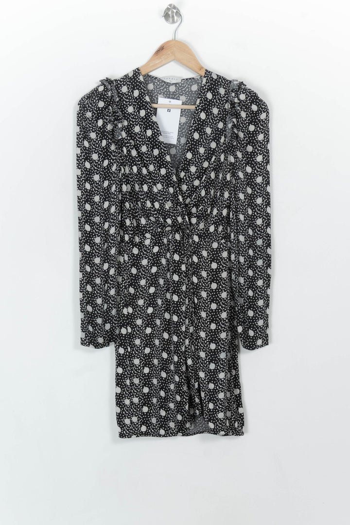 Robe Portefeuille Noire et Blanche - Taille XS/34 de la marque Sandro | PARAD116718 - Vendu par Paradigme - Image 2