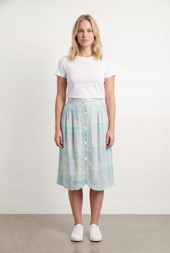 Jupe Boutonnée Bleue et Jaune - Taille L/40 de la marque Des petits hauts | PARAD116729 - Vendu par Paradigme - Image 1