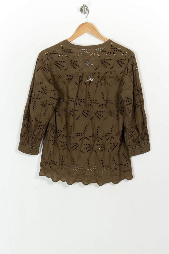 Blouse Brodée Marron - Taille L/40 de la marque Maison 123 | PARAD116731 - Vendu par Paradigme - Image 5