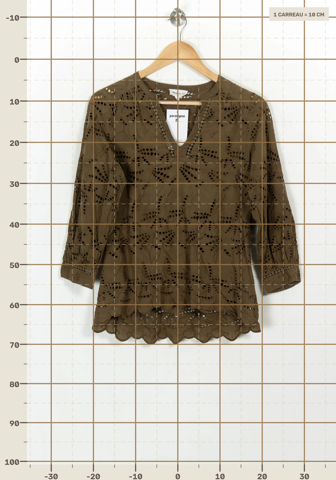 Blouse Brodée Marron - Taille L/40 de la marque Maison 123 | PARAD116731 - Vendu par Paradigme - Image 4