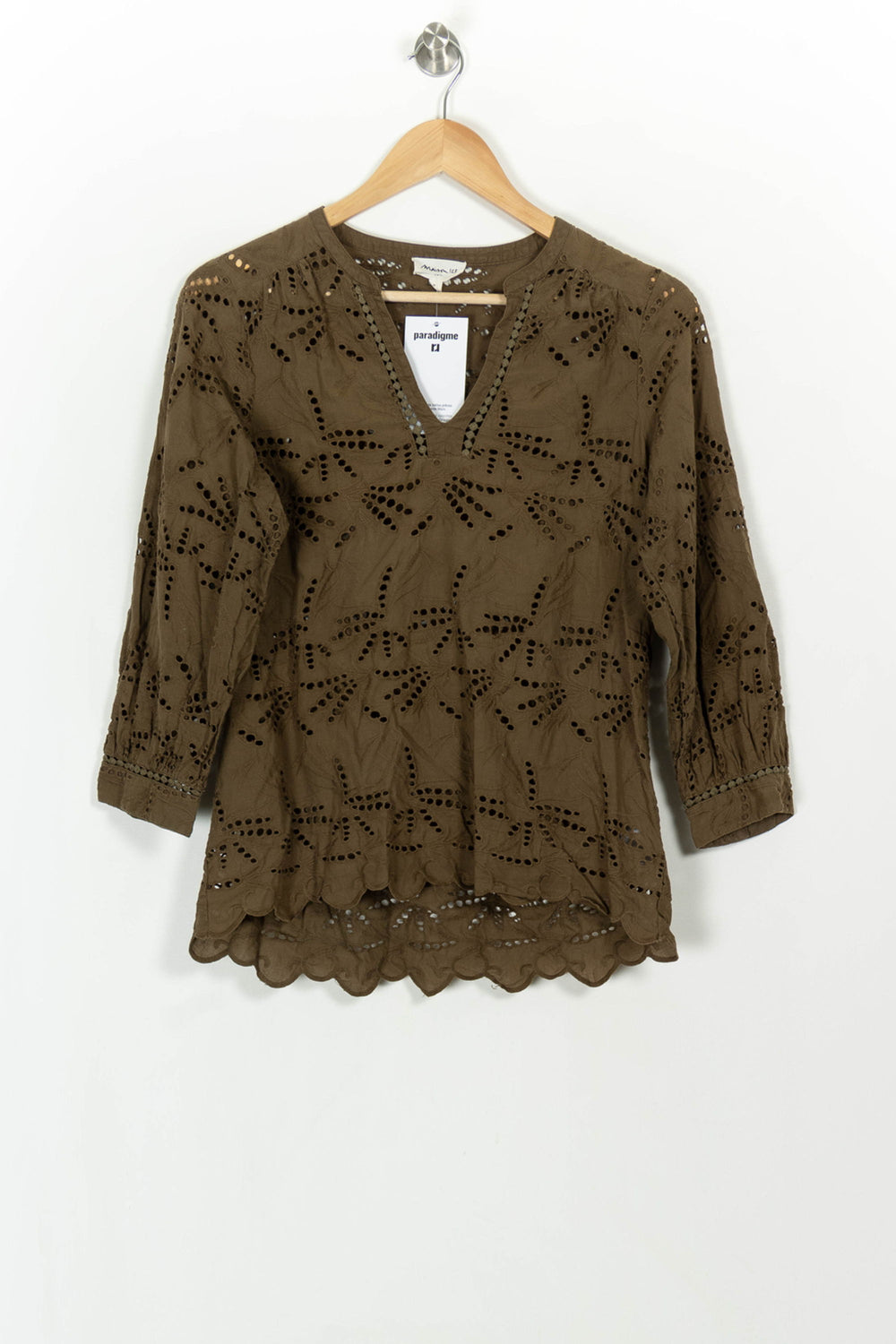 Blouse Brodée Marron - Taille L/40 de la marque Maison 123 | PARAD116731 - Vendu par Paradigme - Image 2