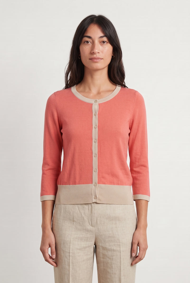 Cardigan Rose et Beige - Taille S/36 de la marque Caroll | PARAD116743 - Vendu par Paradigme - Image 1