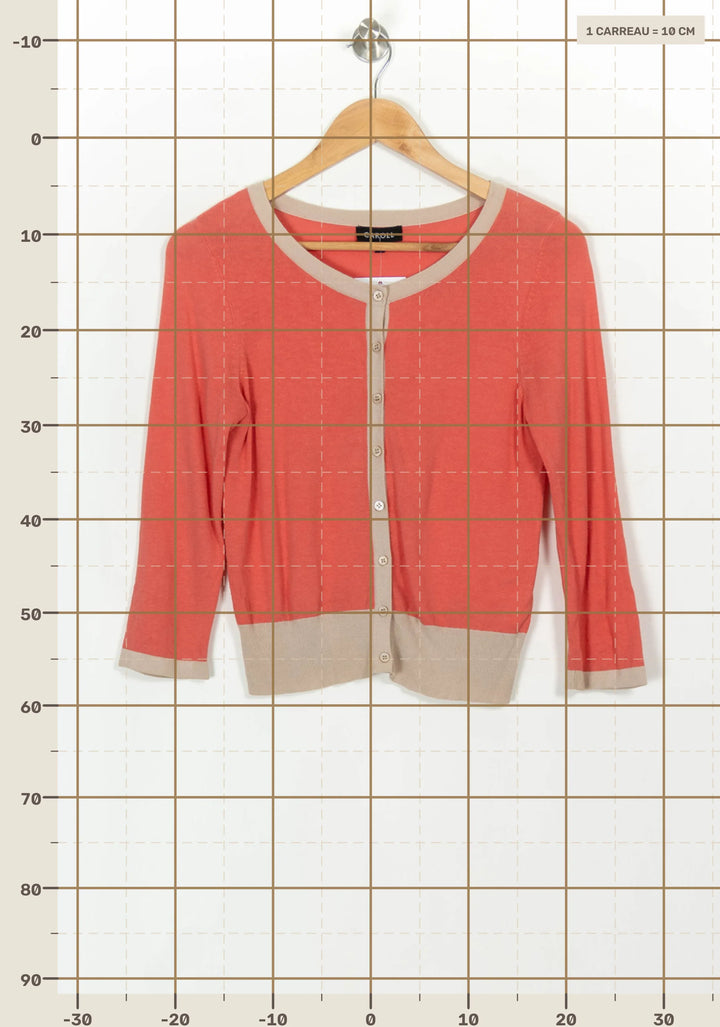 Cardigan Rose et Beige - Taille S/36 de la marque Caroll | PARAD116743 - Vendu par Paradigme - Image 4