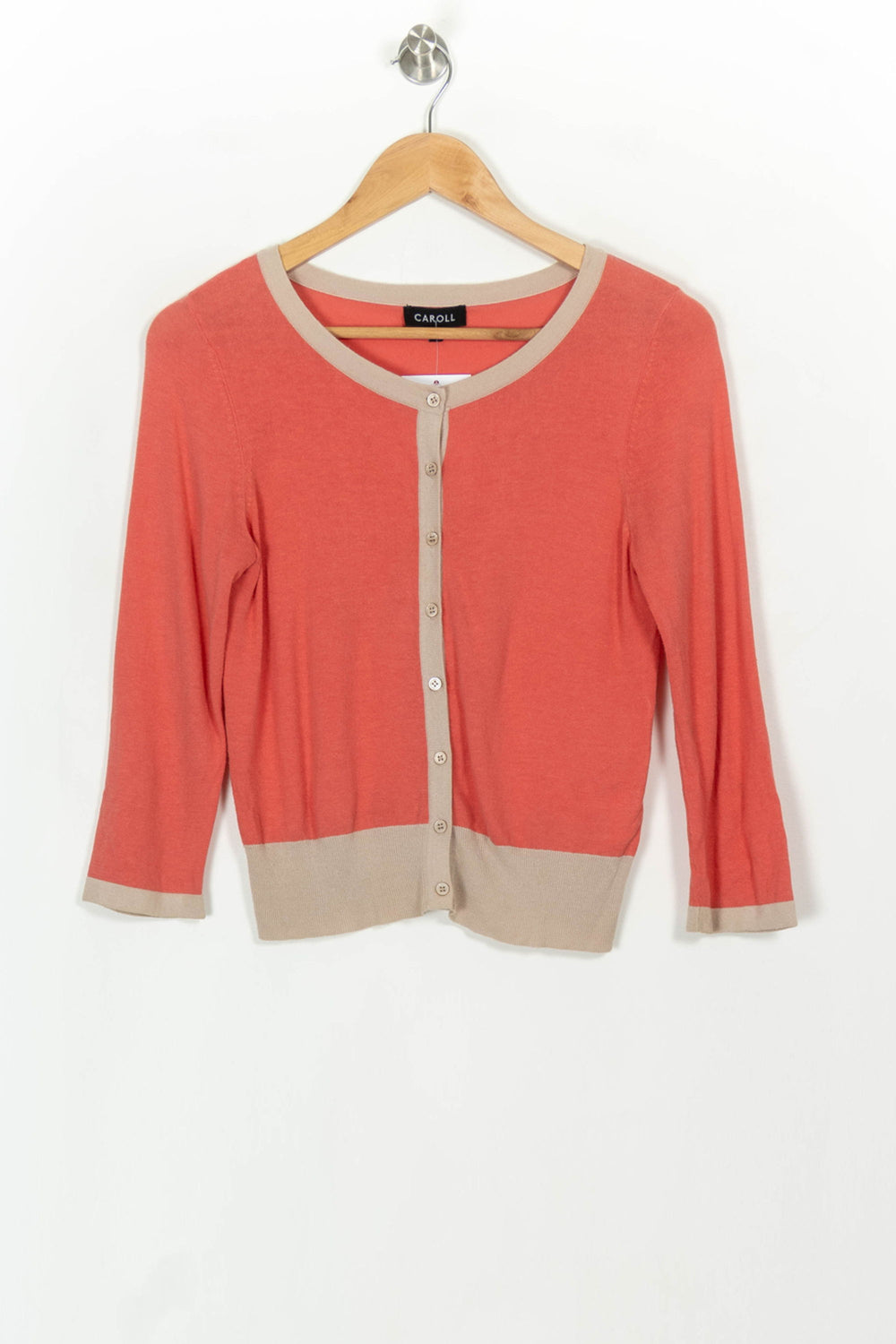 Cardigan Rose et Beige - Taille S/36 de la marque Caroll | PARAD116743 - Vendu par Paradigme - Image 2