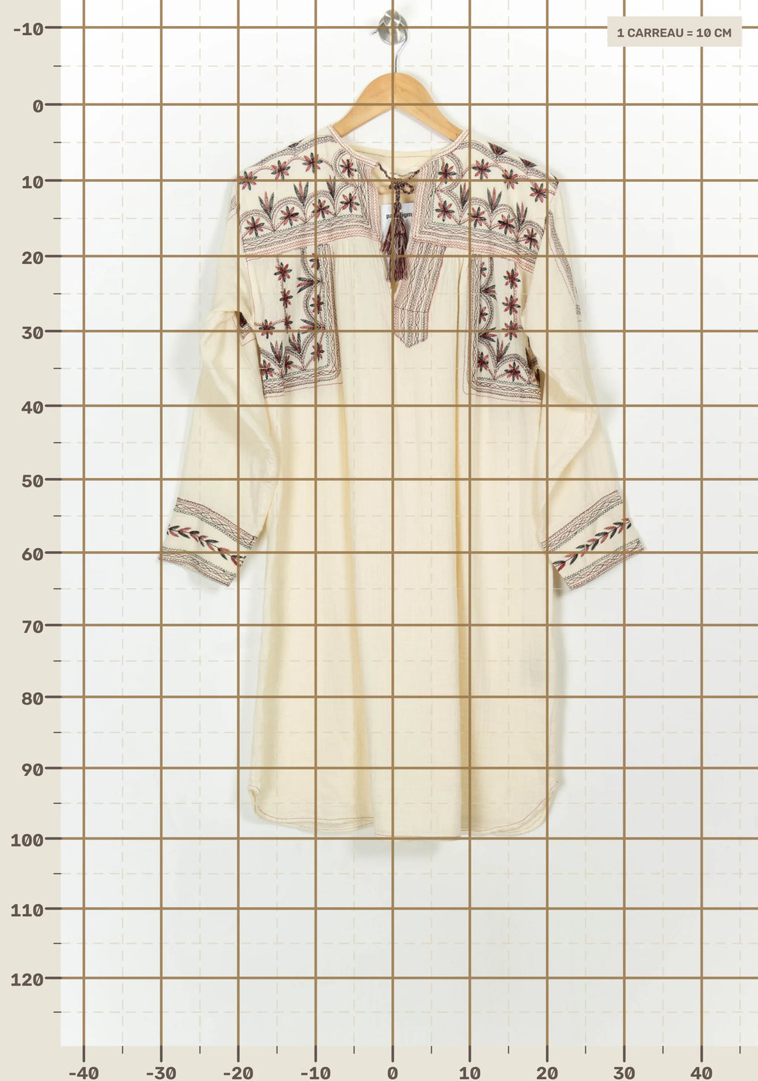 Robe Brodée Blanche et Bordeaux - Taille XS/34 de la marque Isabel Marant étoile | PARAD116745 - Vendu par Paradigme - Image 4
