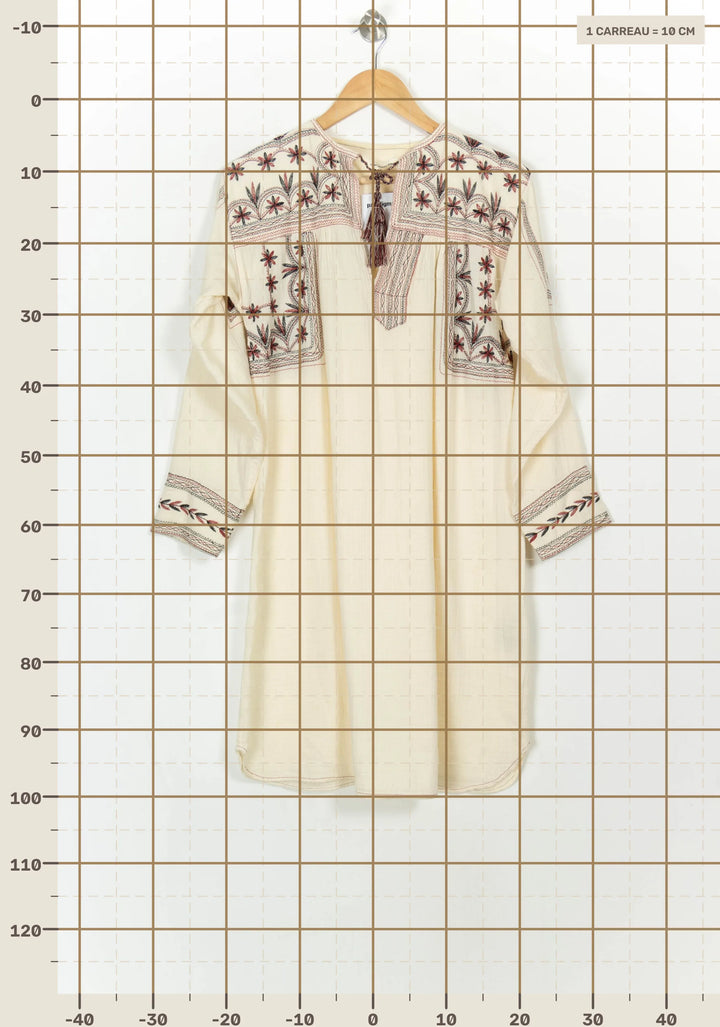 Robe Brodée Blanche et Bordeaux - Taille XS/34 de la marque Isabel Marant étoile | PARAD116745 - Vendu par Paradigme - Image 4