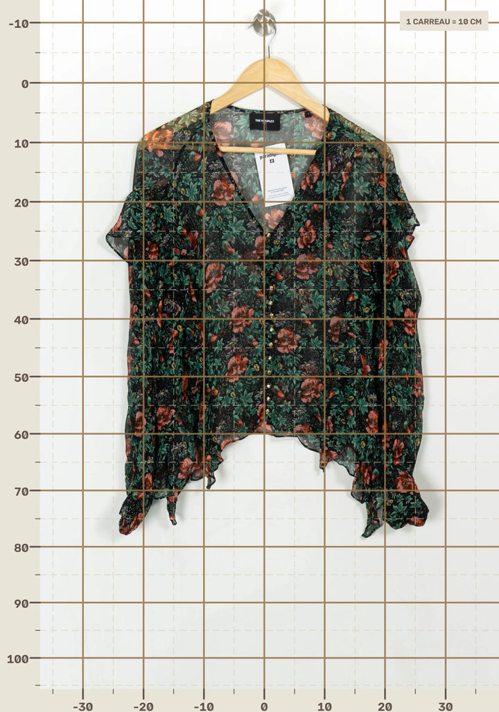 Blouse Fleurie Verte et Rouge - Taille S/36 de la marque The Kooples | PARAD116746 - Vendu par Paradigme - Image 4
