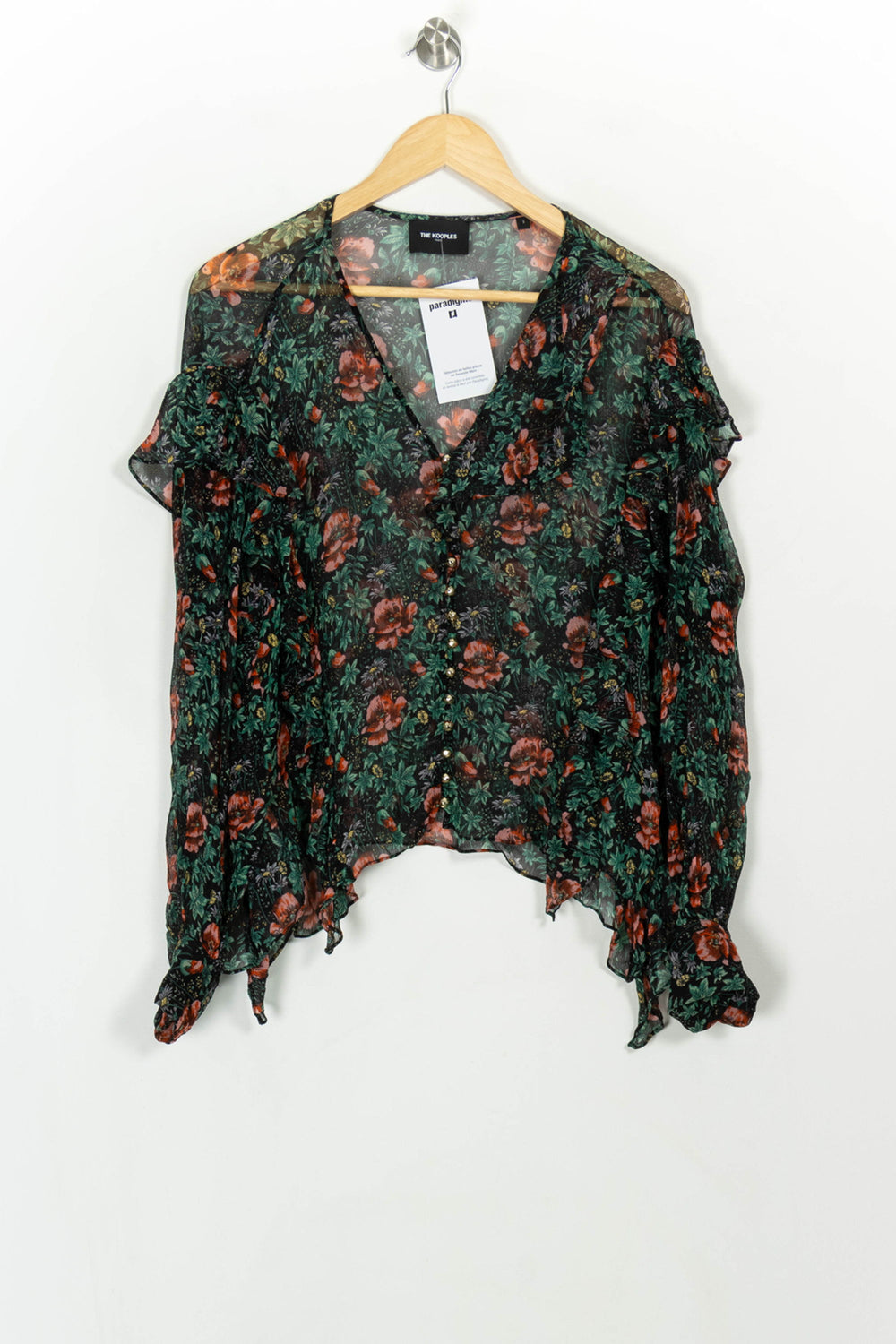 Blouse Fleurie Verte et Rouge - Taille S/36 de la marque The Kooples | PARAD116746 - Vendu par Paradigme - Image 2