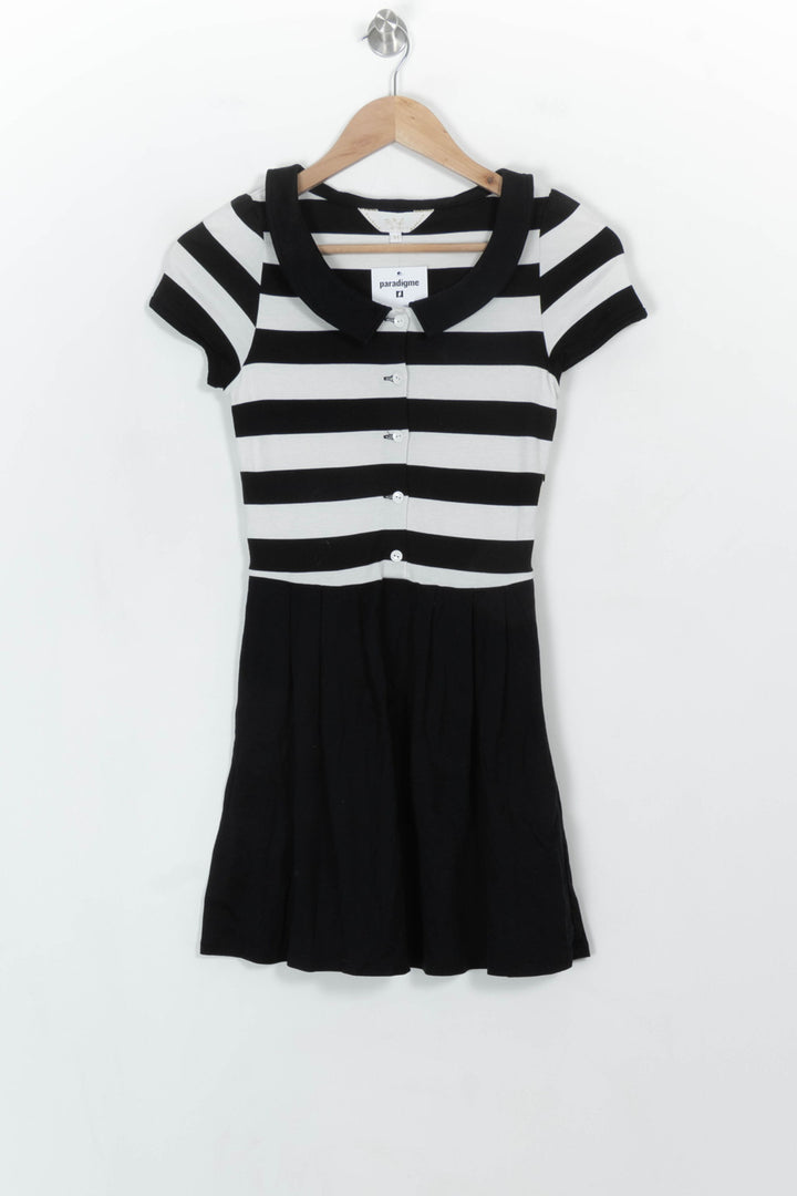 Robe Patineuse Noire et Blanche - Taille S/36 de la marque Agnès b. | PARAD116747 - Vendu par Paradigme - Image 2