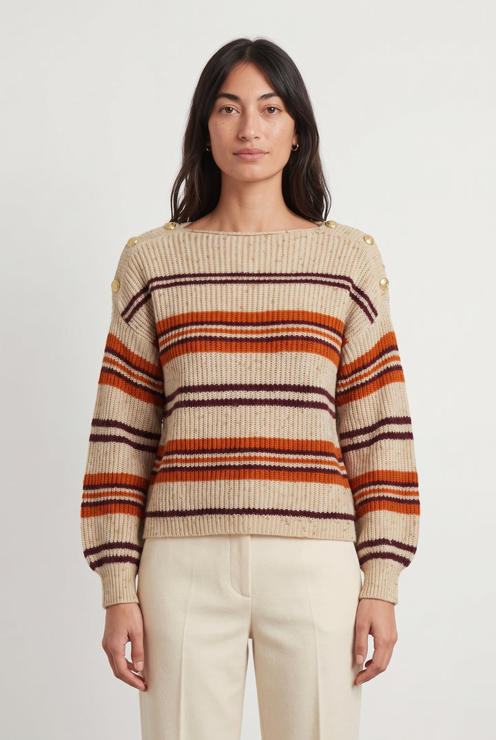 Pull Beige et Orange - Taille S/36 de la marque Imprevu | PARAD116751 - Vendu par Paradigme - Image 1