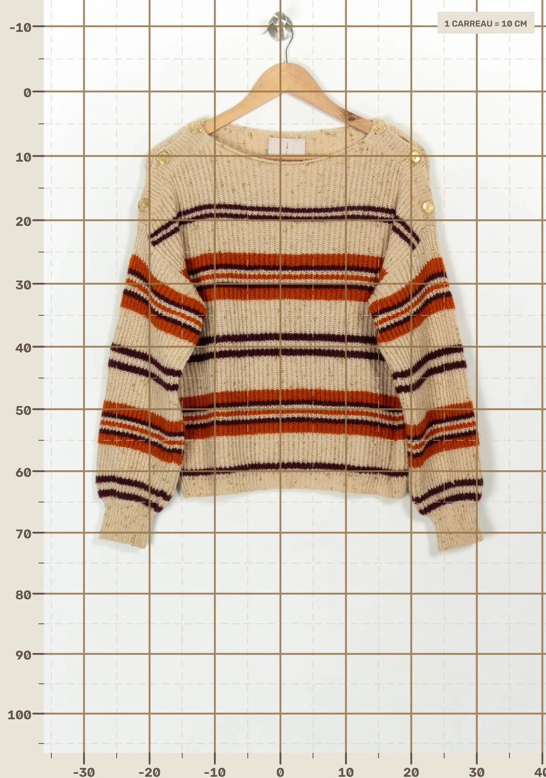 Pull Beige et Orange - Taille S/36 de la marque Imprevu | PARAD116751 - Vendu par Paradigme - Image 4