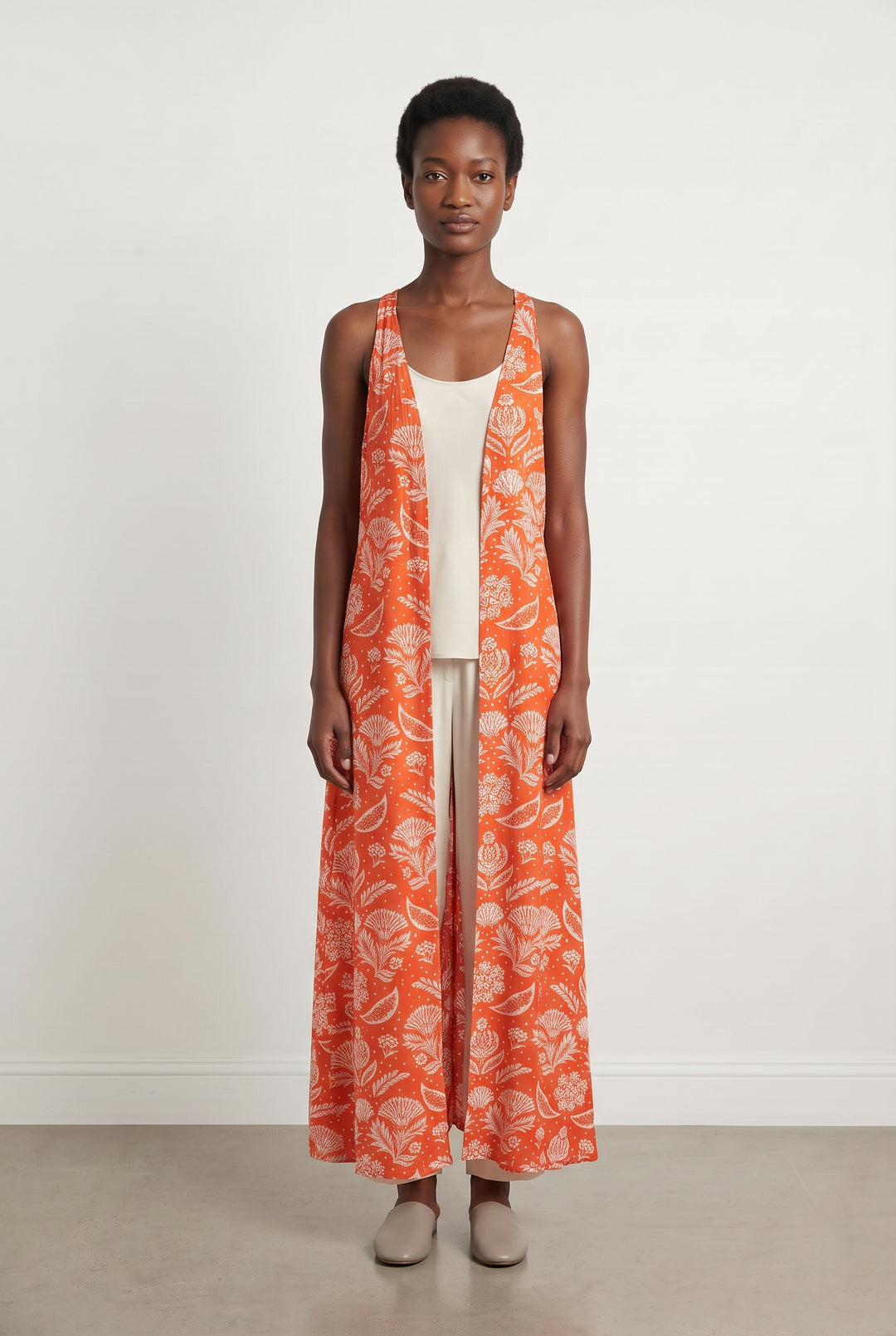 Robe Longue Orange et Blanche - Taille M/38 de la marque Petite Mendigote | PARAD116762 - Vendu par Paradigme - Image 1